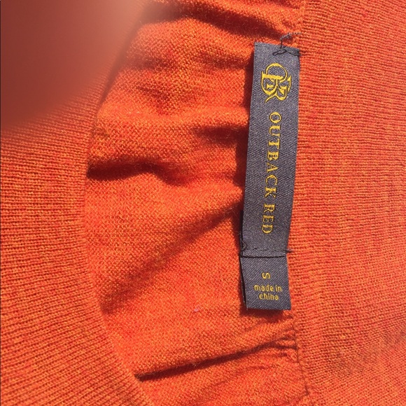 3/4 Sleeve Burnt Orange Light Sweater Blouse - Picture 2 of 4